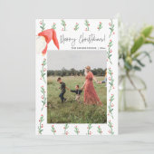 Red Berries Boho Merry Christmas Familie Kaart (Staand voorkant)