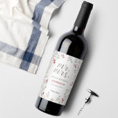 Red Berries Botanical Mr Mrs Wedding Verloving Wijn Etiket