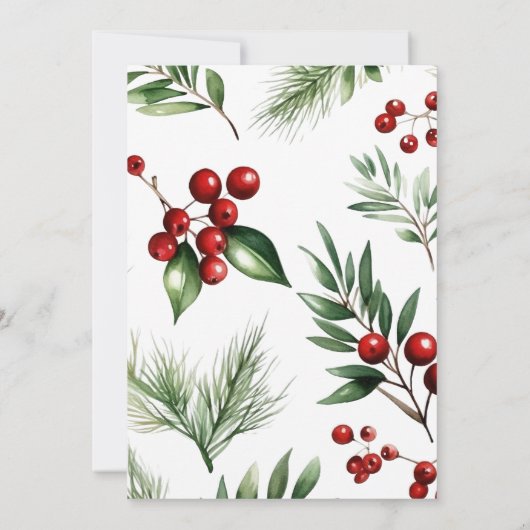 Red Berries dennenkrans bruiloft verlovingsfeest Kaart (Achterkant)