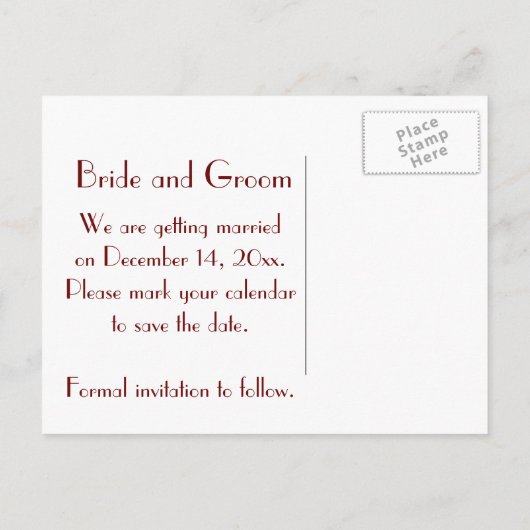 Red Berries en Frost Winter Wedding Save the Date Aankondigingskaart (Achterkant)