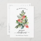 Red Berries en Holly Xmas Tree Merry Kerstmis Feestdagenkaart (Voorkant / Achterkant)