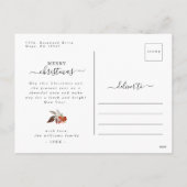 Red Berries en Holly Xmas Tree Merry Kerstmis Feestdagenkaart (Achterkant)