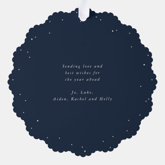 Red Berries + Eucalyptus Christmas Wreath Photo  Ornament Kaart (Achterkant)