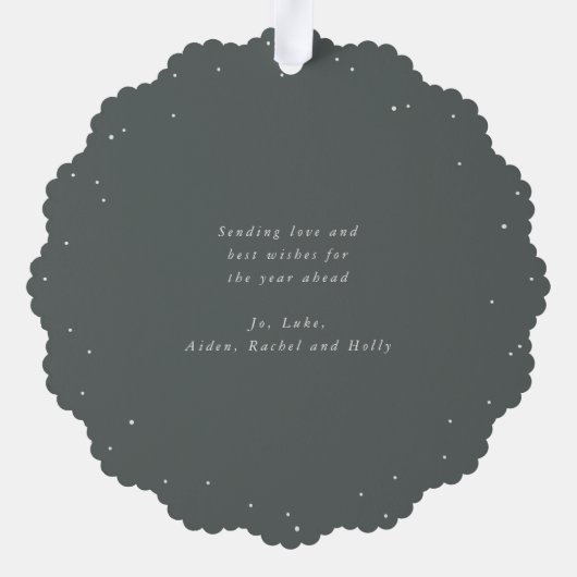 Red Berries + Eucalyptus Christmas Wreath Photo  Ornament Kaart (Achterkant)