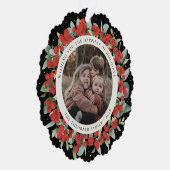 Red Berries + Eucalyptus Holiday Wreath Photo  Ornament Kaart (Rechts)