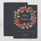 Red Berries + Eucalyptus kerstmis zonder foto Feestdagenkaart (Voorkant / Achterkant)