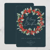 Red Berries + Eucalyptus kerstmis zonder foto Feestdagenkaart (Voorkant / Achterkant)