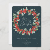 Red Berries + Eucalyptus kerstmis zonder foto Feestdagenkaart (Voorkant)