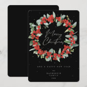 Red Berries + Eucalyptus kerstmis zonder foto Feestdagenkaart (Voorkant / Achterkant)