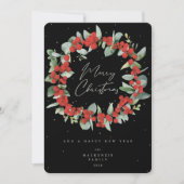 Red Berries + Eucalyptus kerstmis zonder foto Feestdagenkaart (Voorkant)