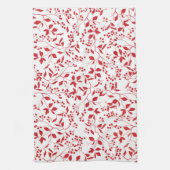 Red Berries Floral kerstthee handdoeken (Verticaal)