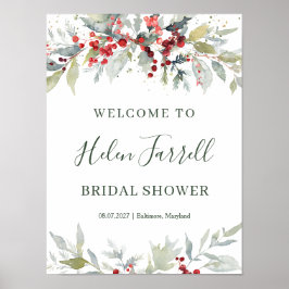 Red Berries Foliage Vrijgezellenfeest teken Poster