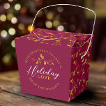 Red berries golden holly leaves Christmas love Bedankdoosjes<br><div class="desc">Dark red and shades of gold holly festive favor treat boxes. Reads With heartfelt thanks & holiday love from then personalized with your own family name or company for a festive addition to Christmas tables or holiday party buffets. Other matching items are available and can be created on request. ©...</div>
