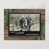 Red Berries Green Holly Cute Botanical Foliage Briefkaart (Voorkant)