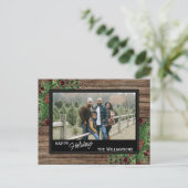 Red Berries Green Holly Cute Botanical Foliage Briefkaart (Staand voorkant)