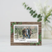 Red Berries Green Holly Cute Botanical Foliage Briefkaart (Staand voorkant)