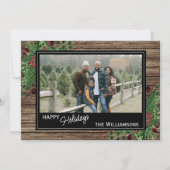 Red Berries Green Holly Cute Botanical Foliage Feestdagenkaart (Voorkant)