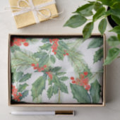 Red Berries Green Holly Floral kerstfeestdag Tissuepapier (Geschenk)