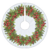 Red Berries Green Pine Tree Needles WreatMotif Kerstboom Rok (Voorkant)