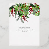 Red Berries Greenery Business Kerstgoud Folie Feestdagenkaart (Achterkant)