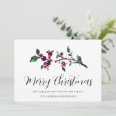 Red Berries Greenery Business Logo Holiday Card Feestdagenkaart (Staand voorkant)