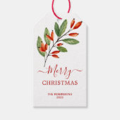 Red Berries Greenery kerstfeestdag Cadeaulabel (Voorkant)
