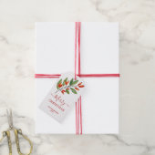Red Berries Greenery kerstfeestdag Cadeaulabel (Met Touw)