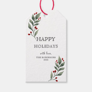 Red Berries Greenery kerstfeestdag Gift Labels Cadeaulabel