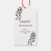 Red Berries Greenery kerstfeestdag Gift Labels Cadeaulabel (Achterkant)