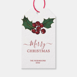 Red Berries Greenery kerstfeestdag Gift Labels Cadeaulabel
