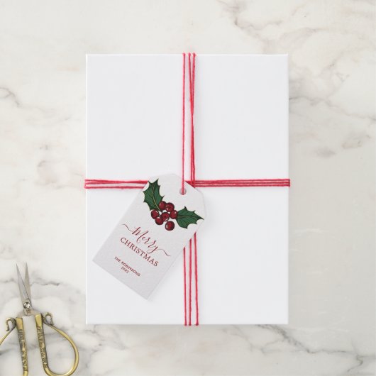 Red Berries Greenery kerstfeestdag Gift Labels Cadeaulabel (Met Touw)