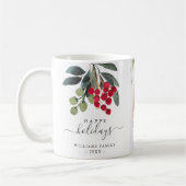 Red Berries Greenery Prettige feestdagen Aangepast Koffiemok (Links)