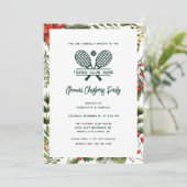 Red Berries Greenery Tennis Club Kerstfeest Kaart (Staand voorkant)