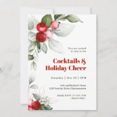 Red Berries Holiday Cheer Cocktail Party Kaart (Voorkant)