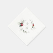 Red Berries Holiday Cheer Zes en haar monogram Servet (Hoek)