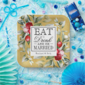 Red Berries Holiday eet Drink en wordt getrouwd Papieren Bordje (Feest)