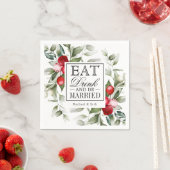 Red Berries Holiday eet Drink en wordt getrouwd Servet (Insitu)