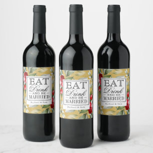 Red Berries Holiday eet Drink en wordt getrouwd Wijn Etiket