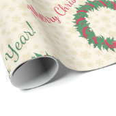 Red Berries Holly Merry kerst Cadeaupapier (Rol Hoek)