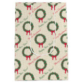 Red Berries Holly Merry kerst Medium Cadeauzakje (Achterkant)