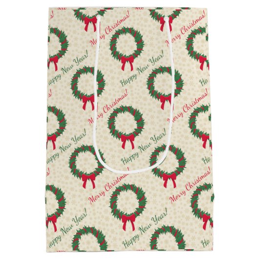 Red Berries Holly Merry kerst Medium Cadeauzakje (Achterkant)