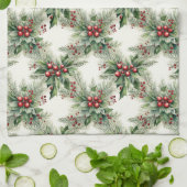 Red Berries Kerst Keukenhanddoek (Gevouwen)