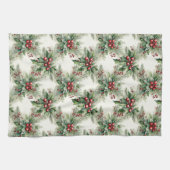 Red Berries Kerst Keukenhanddoek (Horizontaal)