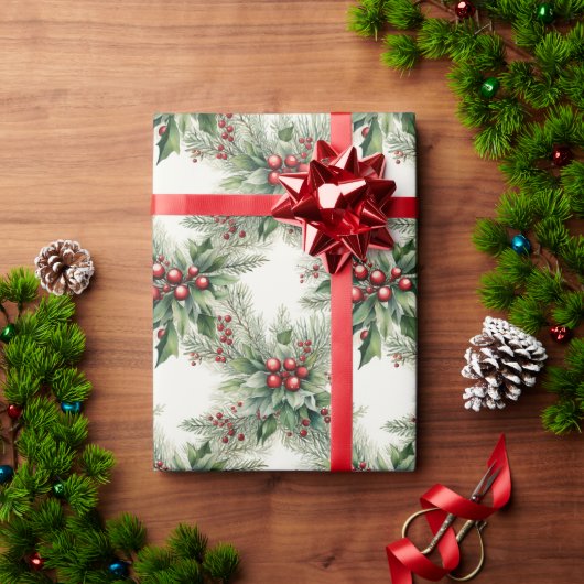 Red Berries Kerst wrapping papier (Feestdagen Geschenken)