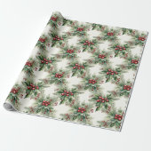 Red Berries Kerst wrapping papier (Uitgerold)