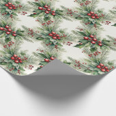 Red Berries Kerst wrapping papier (Hoek)