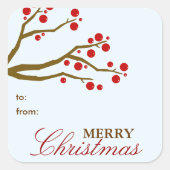 Red Berries kerstcadeau Label Sticker (Voorkant)