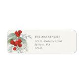 Red Berries kerstfeestdag Etiket (Voorkant)