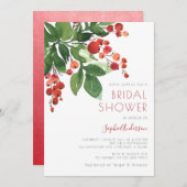 Red Berries kerstfeestdag Holly Vrijgezellenfeest Kaart (Voorkant / Achterkant)