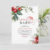 Red Berries Kerstmis Santa Baby shower Invitation Kaart (Staand voorkant)